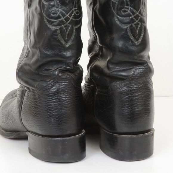 Vintage Tony Lama Black Roper Western Cowboy Boots Size 11D - USA - Style CT456 - Picture 6 of 12